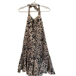 Nine West Flowy Floral Dress Size 6 Ruffle, feminine Cotton Blend Halter Top